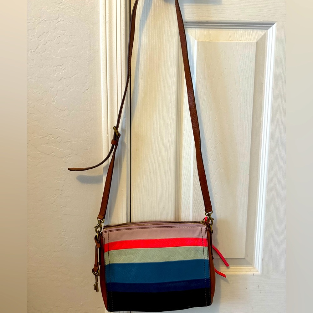 FOSSIL rainbow striped crossbody